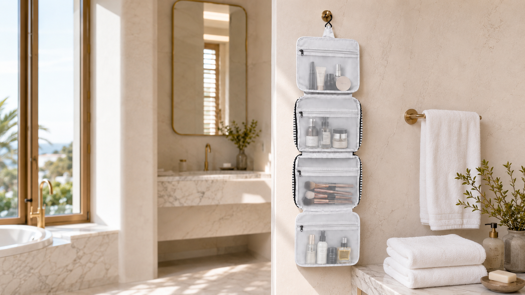 Hanging Travel Wash Bag for Organised Toiletries